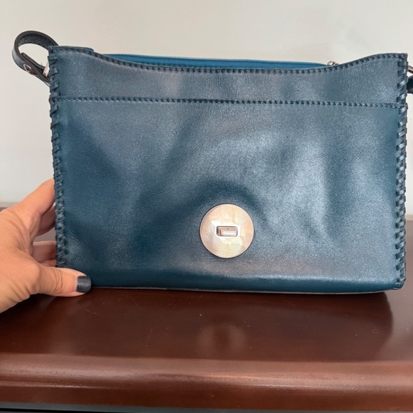 NWT: Patricia Nash tooled leather dark turquoise w/ adjustable shoulder strap - Picture 9 of 9